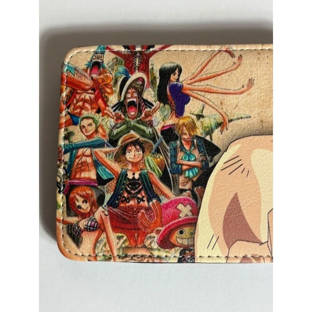 One Piece Luffy Faux Leather Wallet New Tan Red Anime Manga Money